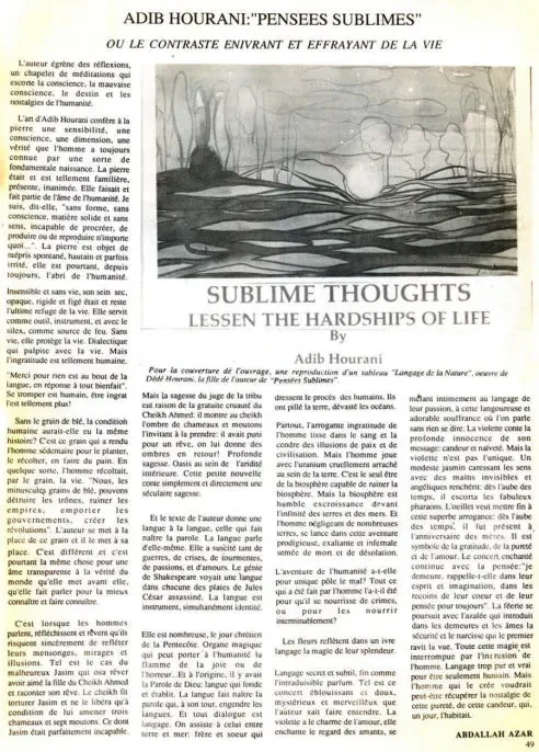 Sublime Thoughts, magazine clipping